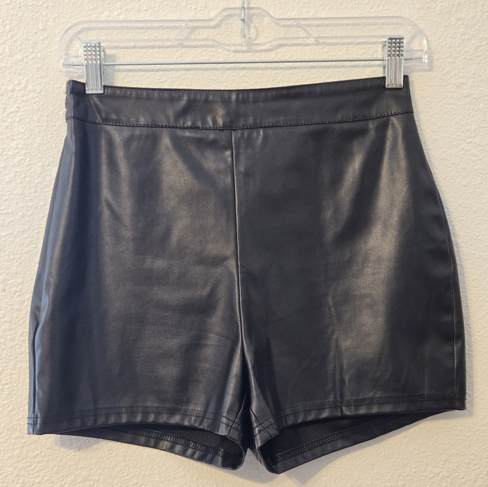 SHEIN High Waist Black Faux Leather Shorts